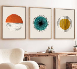 Wallity Huhu12 Pintura Decorativa en MDF con Marco (3 Piezas) 50 x 70 cm